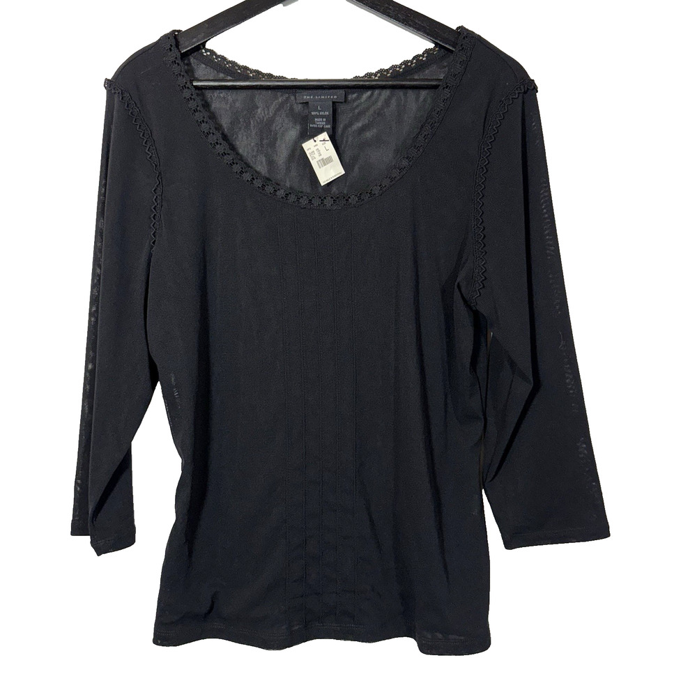 Y2K Mesh Top The Limited Fairy Grunge Large Black Witchy Goth Sheer Vintage